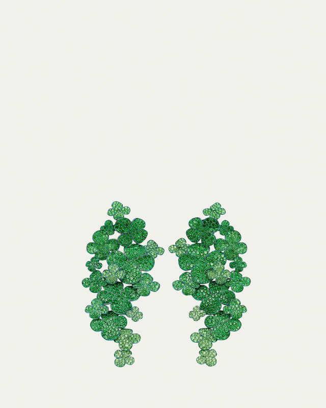 Titanium and Tsavorite Clover Earrings